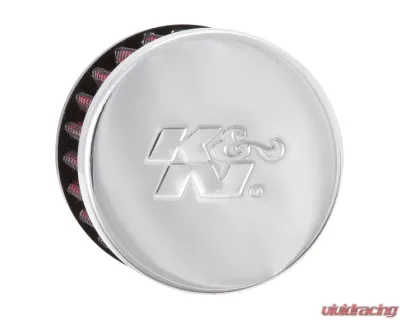K&N Vent Air Filter 62-1390 for Classic Carbureted Engines, 2.5" Tall, Chrome Top - 62-1390