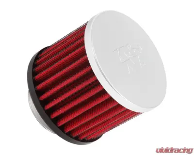 K&N Crankcase Vent Air Filter 62-1440, 2.5" Height, Chrome Top, Black Rubber Base - 62-1440