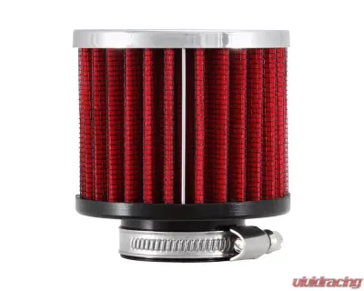 K&N Crankcase Vent Air Filter 62-1440, 2.5" Height, Chrome Top, Black Rubber Base - 62-1440