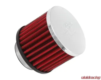 K&N Crankcase Vent Filter 62-1460 Rubber Base Chrome Top 1.5" Flange for Racing Applications - 62-1460