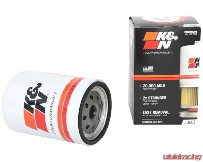 K&N Oil Filter HP-3003 for GMC, Chevrolet, Hummer - High Flow Premium Media, Spin-On Design - HP-3003