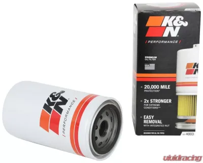 K&N Oil Filter HP-4003 for Dodge Ram 2500/3500 1994-2023, Heavy-Duty Spin-On Design - HP-4003