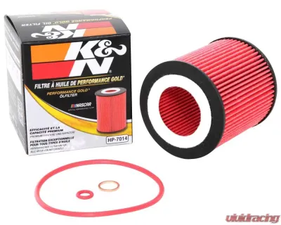 K&N Oil Filter HP-7014 for BMW 2006-2021, High Flow Cartridge, 3.125 in Height - HP-7014