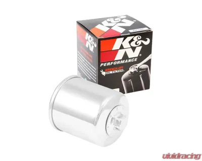 K&N Oil Filter KN-138C for Aprilia, Suzuki, Arctic Cat - Chrome Spin-On, 17mm Nut - KN-138C