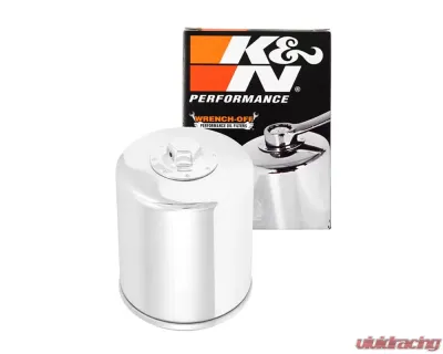 K&N Oil Filter KN-174C for Harley Davidson V-Rod 2002-2017, Chrome Spin-On, 17mm Nut - KN-174C