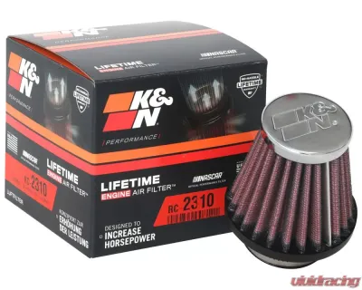 K&N Universal Clamp-On Air Filter, Round Tapered, 3 in Diameter, Red Cotton Gauze - RC-2310