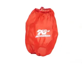 K&N Air Filter Wrap RF-1020DR, Round Tapered, Red, Silicone Treated Polyester, 7.5