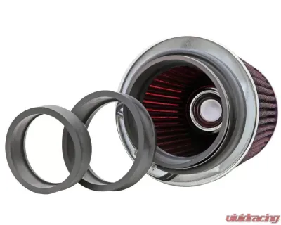 K&N Universal Clamp-On Air Filter RG-1001RD, 6in Red Cotton Gauze, Round Tapered - RG-1001RD