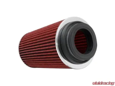 K&N Chrome Round Tapered Universal Air Filter RG-1002RD-L, 4 in Flange, Washable Red Cotton Gauze - RG-1002RD-L
