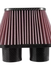 K&N Universal Air Filter RP-6101 - Carbon Fiber Top, Dual Flange, Oval Tapered, 3" ID                                     - RP-6101 - Image 2