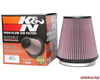 K&N Universal Clamp-On Air Filter, 7.5 in Red Cotton Gauze, Round Tapered Design - RU-1041