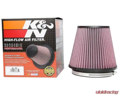 K&N Universal Clamp-On Air Filter, 7.5 in Red Cotton Gauze, Round Tapered Design - RU-1042