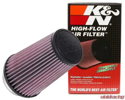 K&N Universal Clamp-On Air Filter, Round Tapered, 5.5 in Diameter, Red, Cotton Gauze - RU-1045