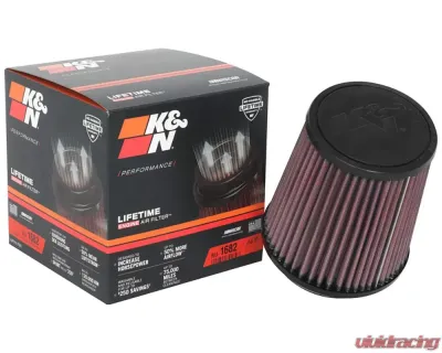 K&N RU-1682 Universal Clamp-On Air Filter, 5.5" Diameter, Red Cotton Gauze, Tapered Conical - RU-1682
