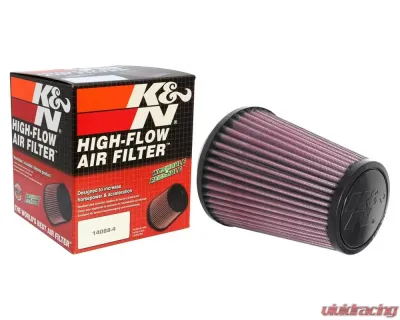 K&N Universal Clamp-On Air Filter, 5 in Diameter, Cotton Gauze, Red, Round Tapered - RU-3250