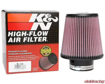K&N Universal Clamp-On Air Filter, 6in Red Cotton Gauze, Round Tapered, 3in Flange - RU-4180