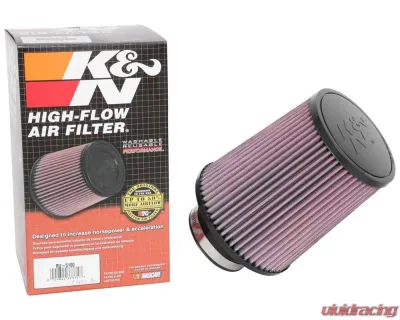 K&N Universal Clamp-On Air Filter, 6 in Diameter, Round Tapered, Red Cotton Gauze - RU-5100