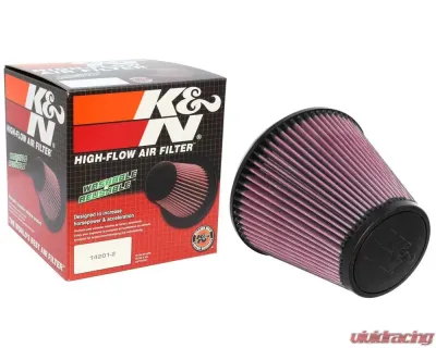 K&N Universal Clamp-On Air Filter, 7.5 in Red Cotton Gauze, Round Tapered Design - RU-5107
