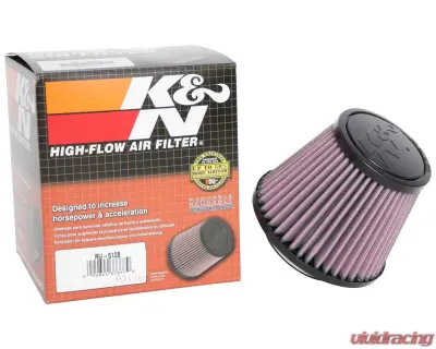 K&N Universal Clamp-On Air Filter, 5.063 in Diameter, Round Tapered, Red Cotton Gauze - RU-5128