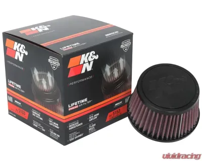 K&N Universal Clamp-On Air Filter RU-5153, 5.5in Red Cotton Gauze, Tapered Conical - RU-5153
