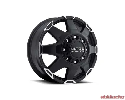 Ultra Motorsports 025 Phantom Dually Wheel 16x6 8x6.5 102mm Satin Black w/Diamond Cut Accents and Satin Clear Coat - 025-6681FSB