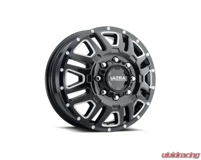 Ultra Motorsports 003 Hunter Truck Dually Wheel 17x6.5 8x6.5 129mm Gloss Black w/Milled Accents and Clear-Coat - 003-7681FBM