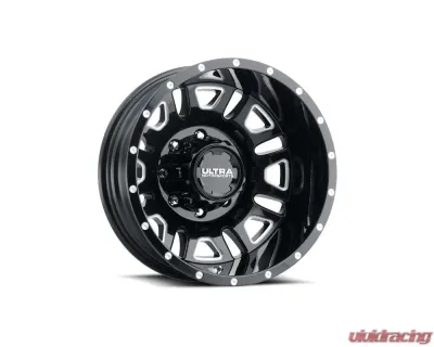 Ultra Motorsports 003 Hunter Truck Dually Wheel 17x6.5 8x6.5 -140mm Gloss Black w/Milled Accents and Clear-Coat - 003-7681RBM