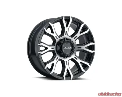 Ultra Motorsports 123 Scorpion Wheel 18x9 8x6.5 12mm Gloss Black w/Diamond Cut Face and Clear Coat - 123-8982U+12