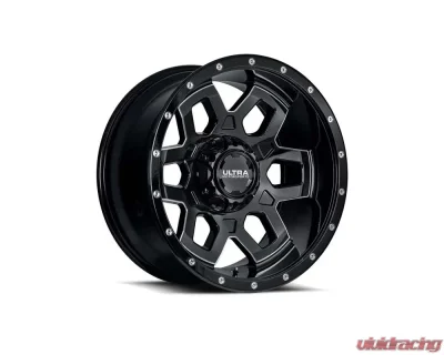 Ultra Motorsports 217 Warlock Wheel 20x10 8x6.5 -25mm Gloss Black w/Milled Accents and Clear Coat - 217-2181BM25