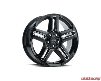 Ultra Motorsports 258 Prowler CUV Wheel 17x8 5x127 | 5x5 30mm Gloss Black w/Milled Accents and Clear Coat - 258-7874BM+30