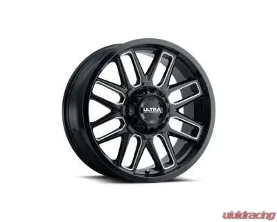 Ultra Motorsports 231 Butcher Wheel 20x10 5x5 -25mm Gloss Black w/Milled Accents and Clear Coat - 231-2105BM25