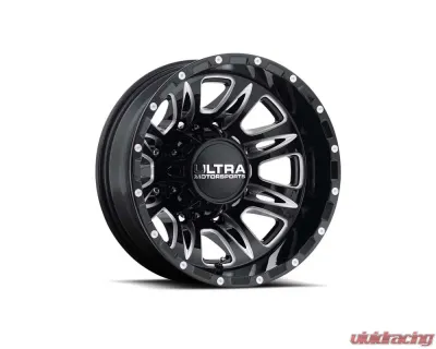 Ultra Motorsports 049 Predator Dually Wheel 17x6.5 8x6.5 -140mm Gloss Black w/Milled Accents and Clear Coat - 049-7681RBM