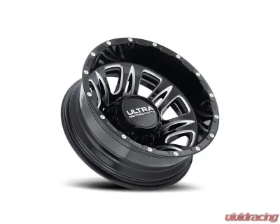 Ultra Motorsports 049 Predator Dually Wheel 17x6.5 8x6.5 -140mm Gloss Black w/Milled Accents and Clear Coat - 049-7681RBM