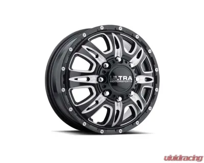 Ultra Motorsports 049 Predator Dually Wheel 17x6.5 8x200 129mm Gloss Black w/Milled Accents and Clear Coat - 049-7692FBM