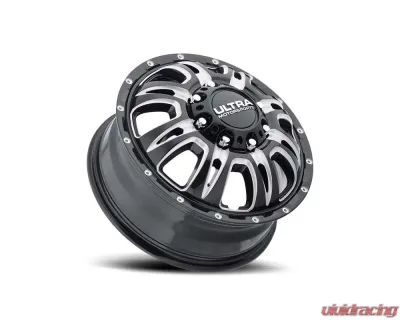Ultra Motorsports 049 Predator Dually Wheel 17x6.5 8x200 129mm Gloss Black w/Milled Accents and Clear Coat - 049-7692FBM