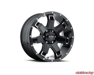 Ultra Motorsports 209 Bent 7 Wheel 17x9 6x5.5 12mm Gloss Black w/Diamond Cut Accents and Clear Coat - 209-7983BK+12