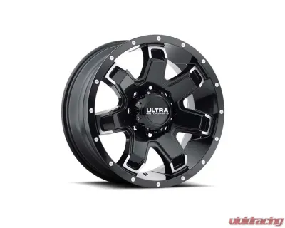 Ultra Motorsports 209 Bent 7 Wheel 17x9 8x6.5 1mm Gloss Black w/Diamond Cut Accents and Clear Coat - 209-7981BK+01