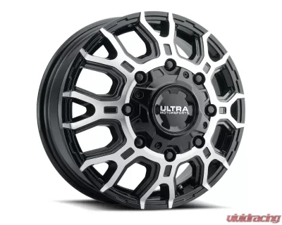 Ultra Wheel 022 Scorpion Dually Wheel 17x6.5 8x6.5 129 Gloss Black with Diamond Cut Face - 022-7681FU