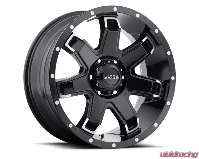 Ultra Wheel 209 Bent 7 Wheel 20x9 5x139.7 18 Gloss Black with Machined Accents - 209-2985BK+18