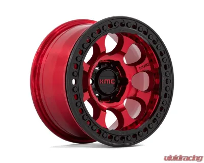 KMC KM237 Riot Beadlock Wheel 17x8.5 6x135 0mm Candy Red w/ Satin Black Ring - KM237QB17856300
