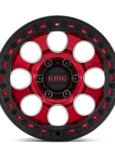 KMC KM237 Riot Beadlock Wheel 17x8.5 6x135 0mm Candy Red w/ Satin Black Ring                                     - KM237QB17856300 - Image 3