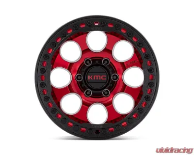 KMC KM237 Riot Beadlock Wheel 17x8.5 6x135 0mm Candy Red w/ Satin Black Ring - KM237QB17856300