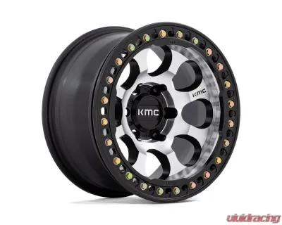 KMC KM237 Riot Beadlock Wheel 17x8.5 5x127 0mm Machined Face Satin Black Windows & Ring - KM237DB17855000