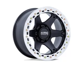 KMC KM238 VI Beadlock Wheel 20x10 -48mm Satin Black w/ Machined Ring