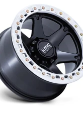 KMC KM238 VI Beadlock Wheel 17x9 -38mm Satin Black w/ Machined Ring                                     - KM238MD17900M38N - Image 2