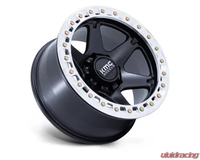 KMC KM238 VI Beadlock Wheel 17x9 -38mm Satin Black w/ Machined Ring - KM238MD17900M38N