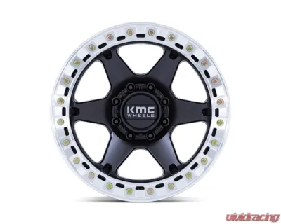 KMC KM238 VI Beadlock Wheel 17x9 -38mm Satin Black w/ Machined Ring - KM238MD17900M38N