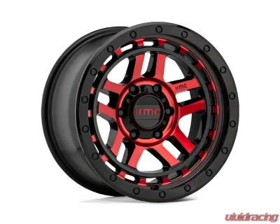 KMC KM540 Recon Wheel 17x9 5x127 | 5x5 -12mm Gloss Black Machined w/ Red Tint - KM54079050912N