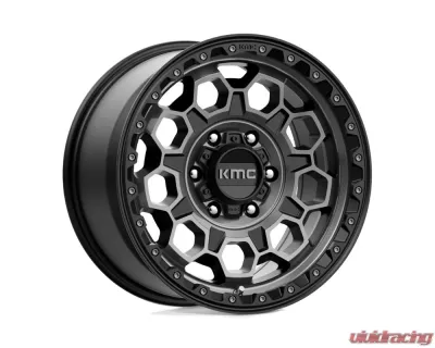 KMC KM545 Trek Wheel 17x8 6x139.7 20mm Satin Black w/ Gray Tint - KM54578068420