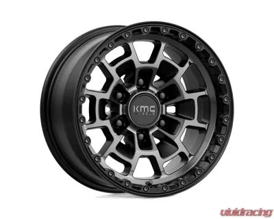 KMC KM718 Summit Wheel 17x8.5 6x139.7 18mm Satin Black w/ Gray Tint - KM71878568418